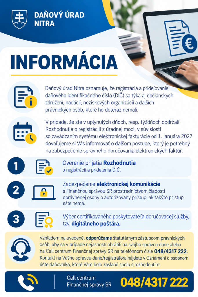 Finančná správa SR, oznam o Efaktúrach